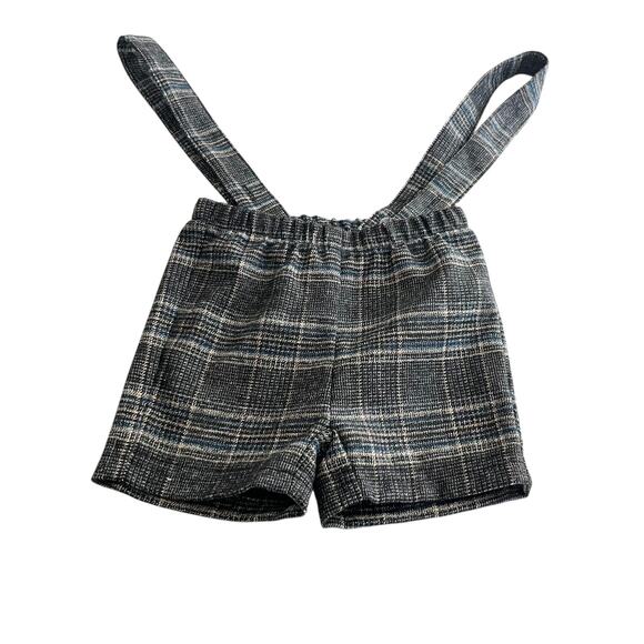Boys Plaid Suspender Shorts - Space Grey, Size 12 Months - NWT - Picture 6 of 8